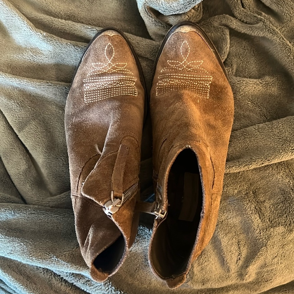 Golden Goose brown suede wester boots silver toe cap